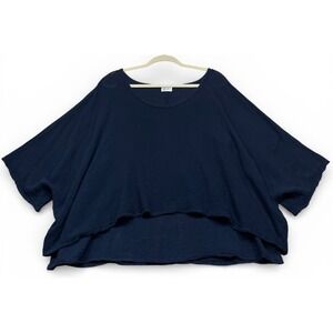 Oh My Gauze Twins Blouse Top Navy Blue 2 Large XL Lagenlook